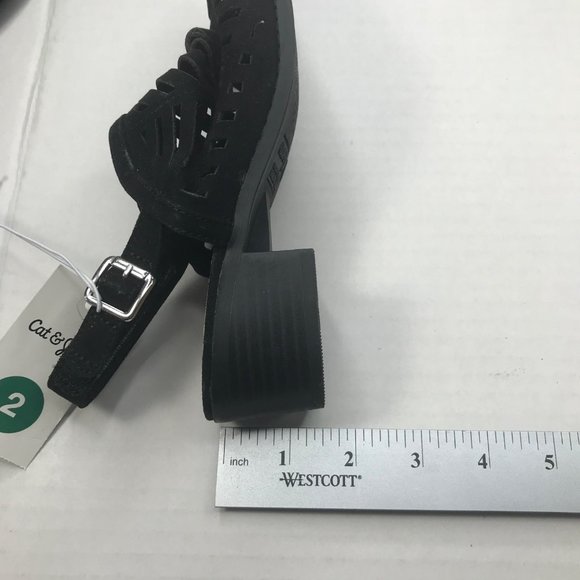 Cat And Jack Girl's Size 2 Open Toe Strap Shoes Black New With Tags - Picture 12 of 12